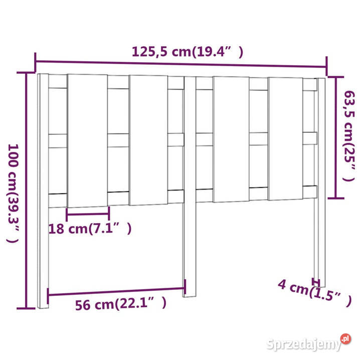 Wezgłowie łóżka czarne 1255x4x100 lite drewno mazowieckie sprzedam
