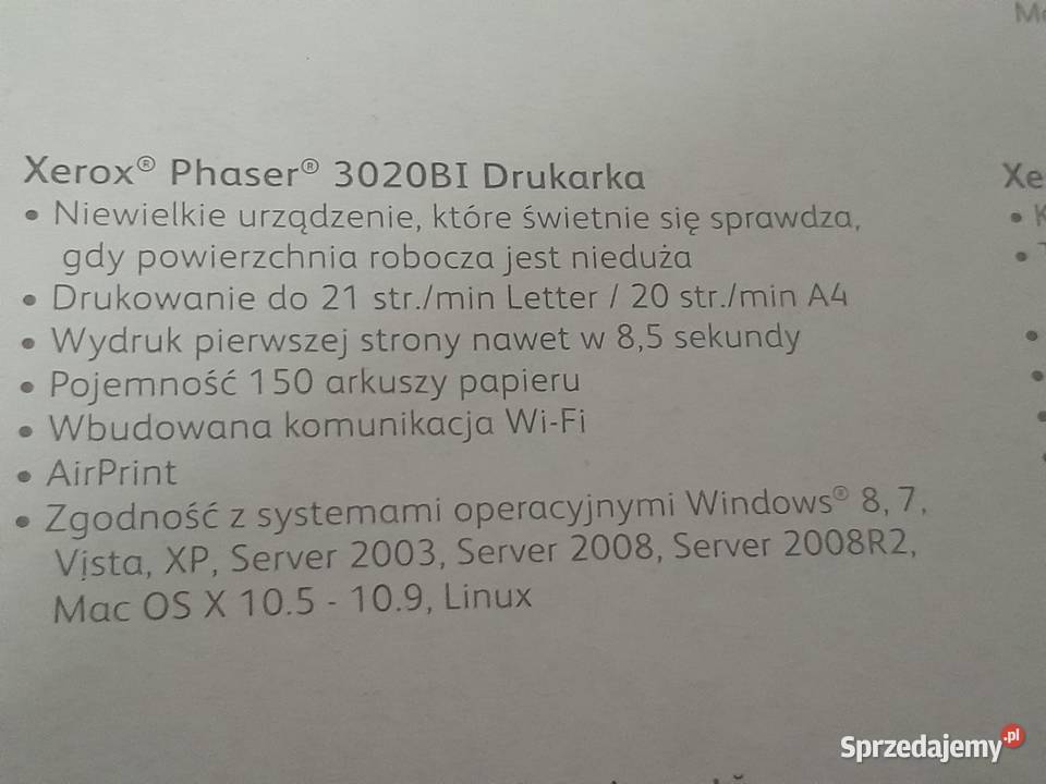 Drukarka laserowa Xerox Phaser 3020 Wieliczka sprzedam