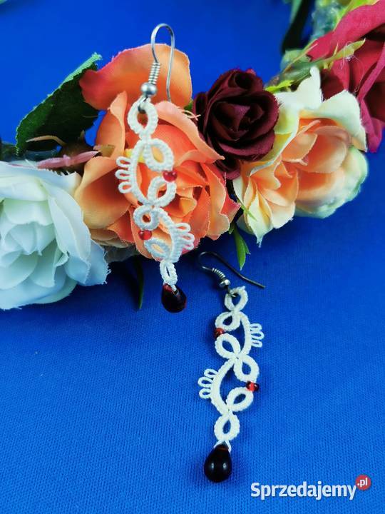 Kolczyki frywolitkowe Wiśniowa