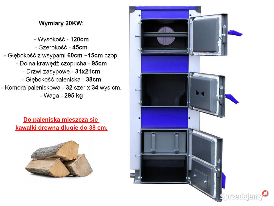 Kocioł piec na drewno i węgiel 20kW do 160m2