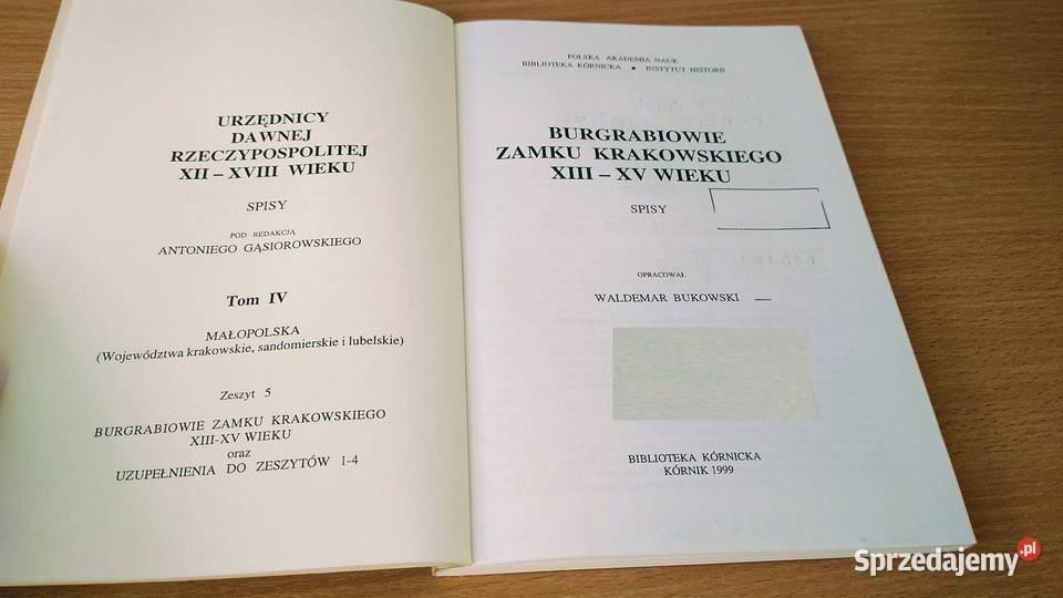 Burgrabiowie zamku krakowskiego XIIIXV wieku Gdańsk