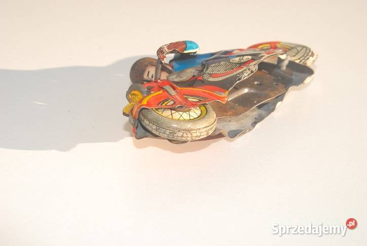 Stara zabawka motocyklista blaszany motor antyk śląskie