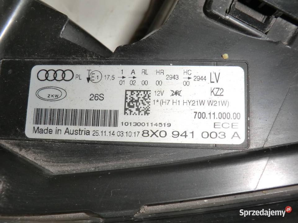 LAMPA LEWY PRZÓD AUDI 8X0941003A Lampy przednie Krzeszowice