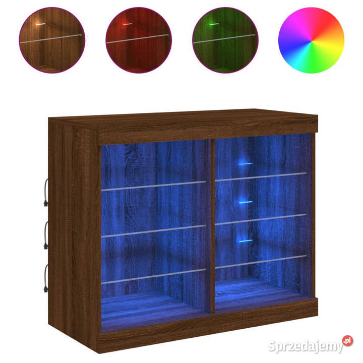 Szafka z oświetleniem LED brązowy dąb 81x37x67