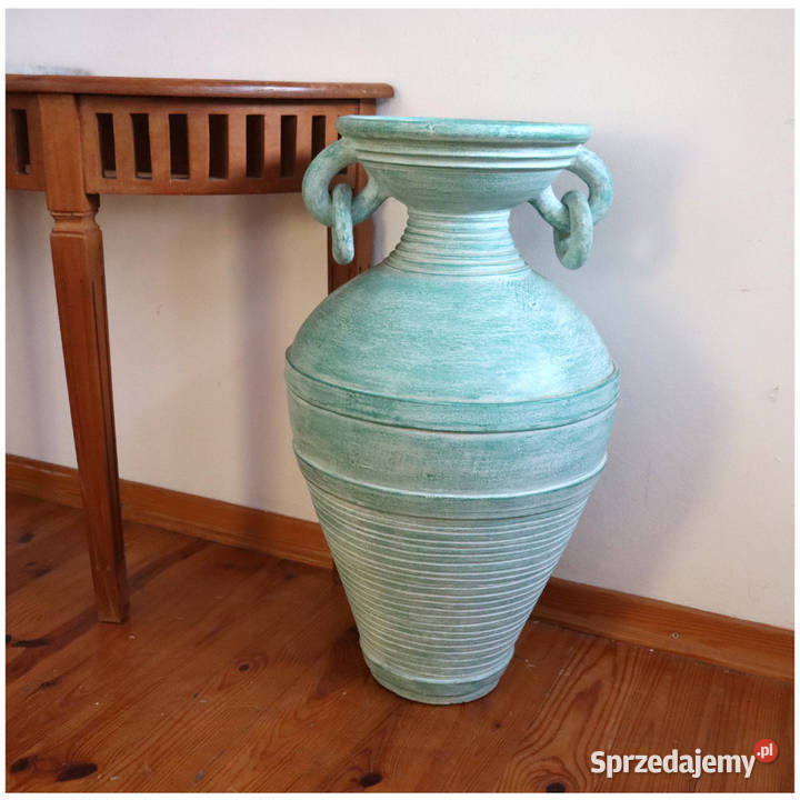Orientalnac ceramiczna zielona donica amfora z Nieporęt