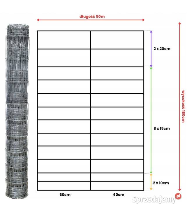 SIATKA ogrodzeniowa LEŚNA 1801360 L rolka 50 m ocynk śląskie Częstochowa