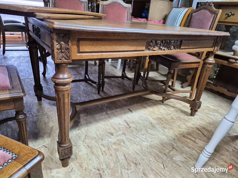 Stary solidny stół z 6 krzesłami przedwojenny