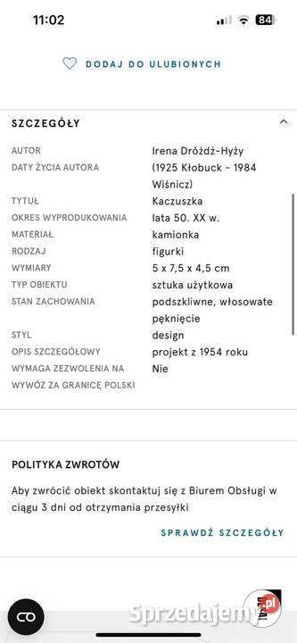 Figurka kaczka rena DróżdżHyży Projekt z 1954