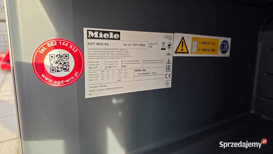 Miele KWT 6833 SG wolnostojąca chłodziarka na Pozostałe dolnośląskie Wrocław