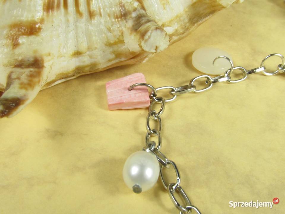 Naszyjnik bransoletka kolczyki zestaw biały róż Zegarki i Biżuteria Katowice