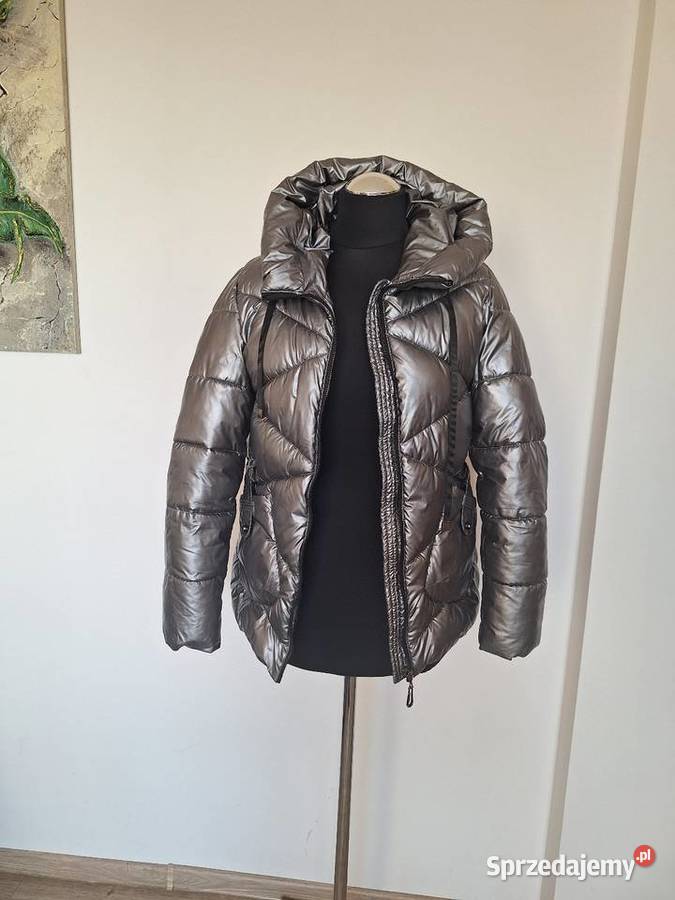 Piękna zimowa metaliczna srebrna kurtka 40 na Kraków