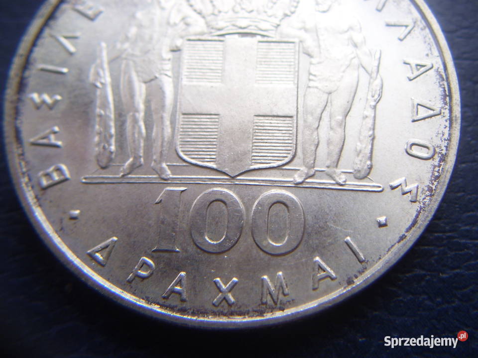 Stare monety 100 drachm 1970 Grecja srebro Lesko