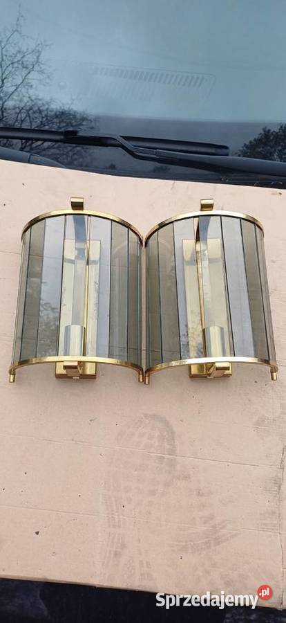 Lampa ścienna z barwionego szkła Mosiądz Vintage Pozostałe dolnośląskie Boguszów-Gorce