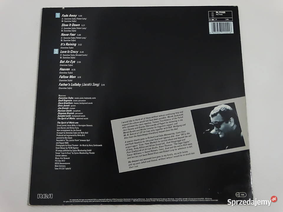 STANISŁAW SOJKA Vinyl LP RCA 1986 Stan Wydanie