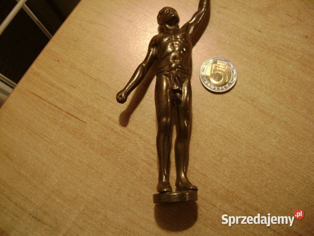 Starocie z PRL Rzeźba Figurka Atlety z brązu 17 sprzedam