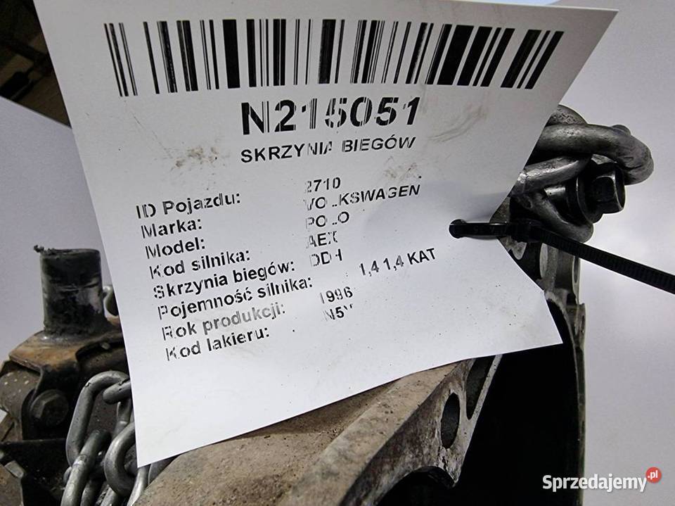 SKRZYNIA BIEGÓW VOLKSWAGEN POLO DDH Lipno