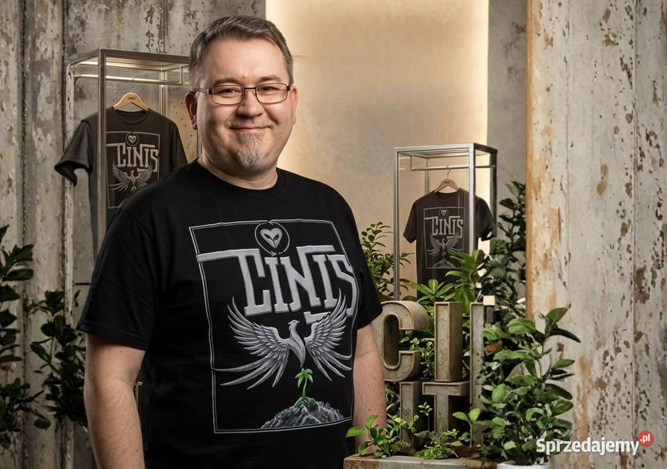 KOSZULKA CINIS Czarna rozmiar LMXL 190g Autorski Zabrze sprzedam