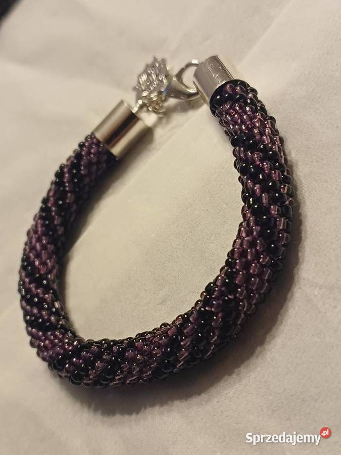 Bransoletka czarnofioletowa handmade