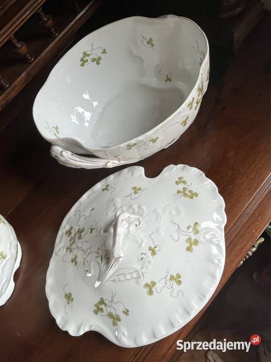 Waza wielka pokrywka PP Porsgrund Norge Secesja Porcelana i szkło