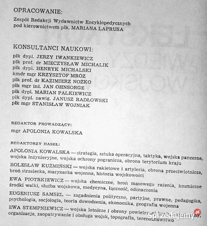 Leksykon wiedzy wojskowej Marian Laprus i inni lubelskie Chełm sprzedam