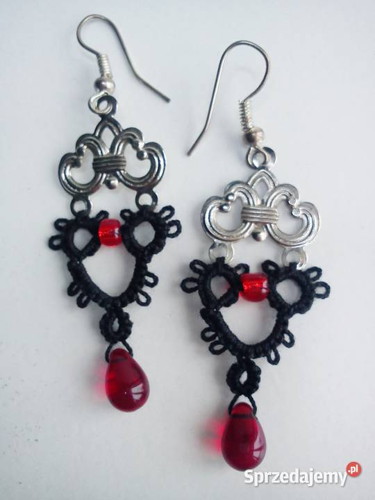 Kolczyki frywolitkowe Wiśniowa