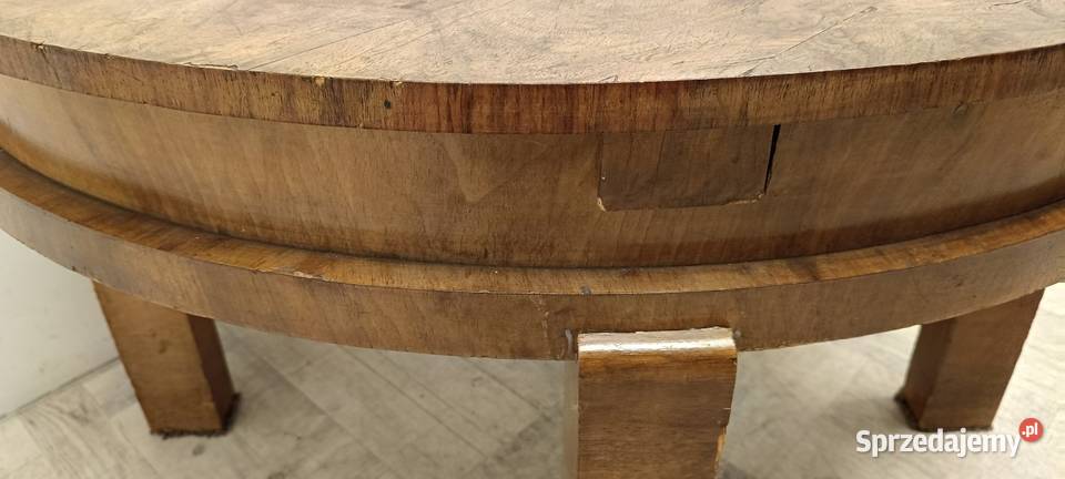 art deco stół fornir orzech okrągły rozkładany Radomsko sprzedam