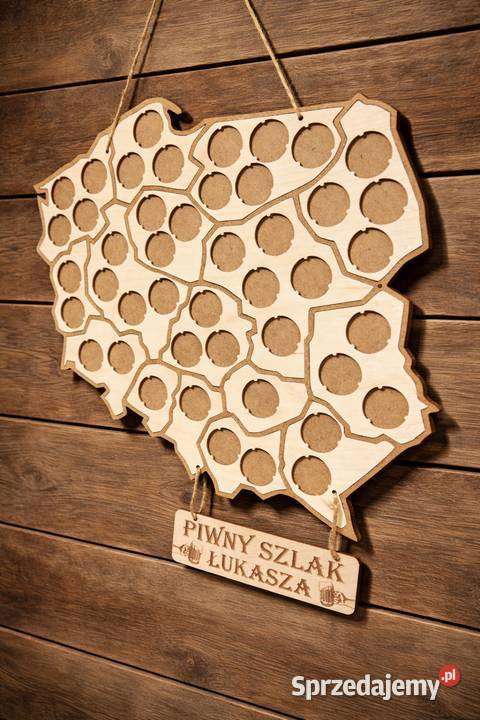 Drewniana Mapa Polski Na Kapsle Piwa Lublin sprzedam