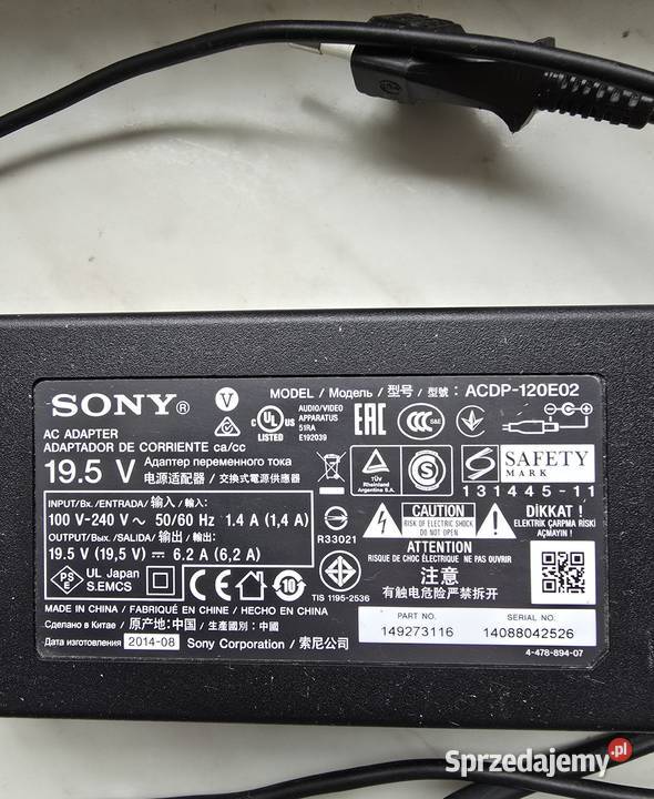 Zasilacz SONY 195V ACDP120E02 świętokrzyskie Kielce sprzedam