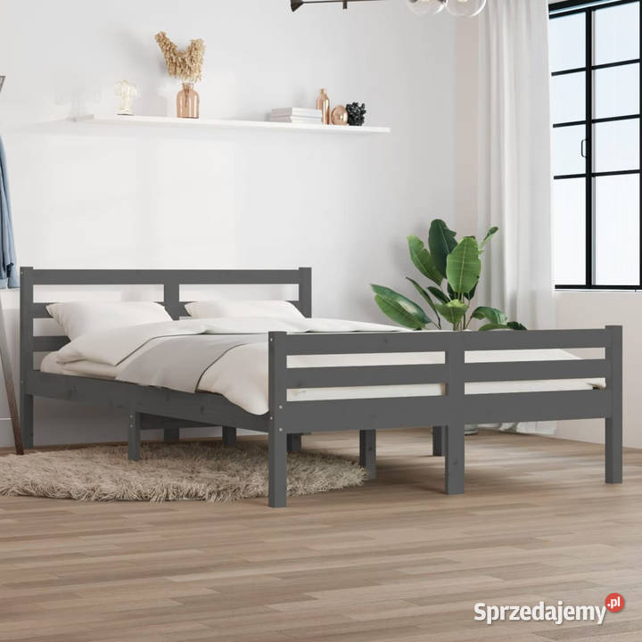 Rama łóżka szara lite drewno 140 x 200 WM814821