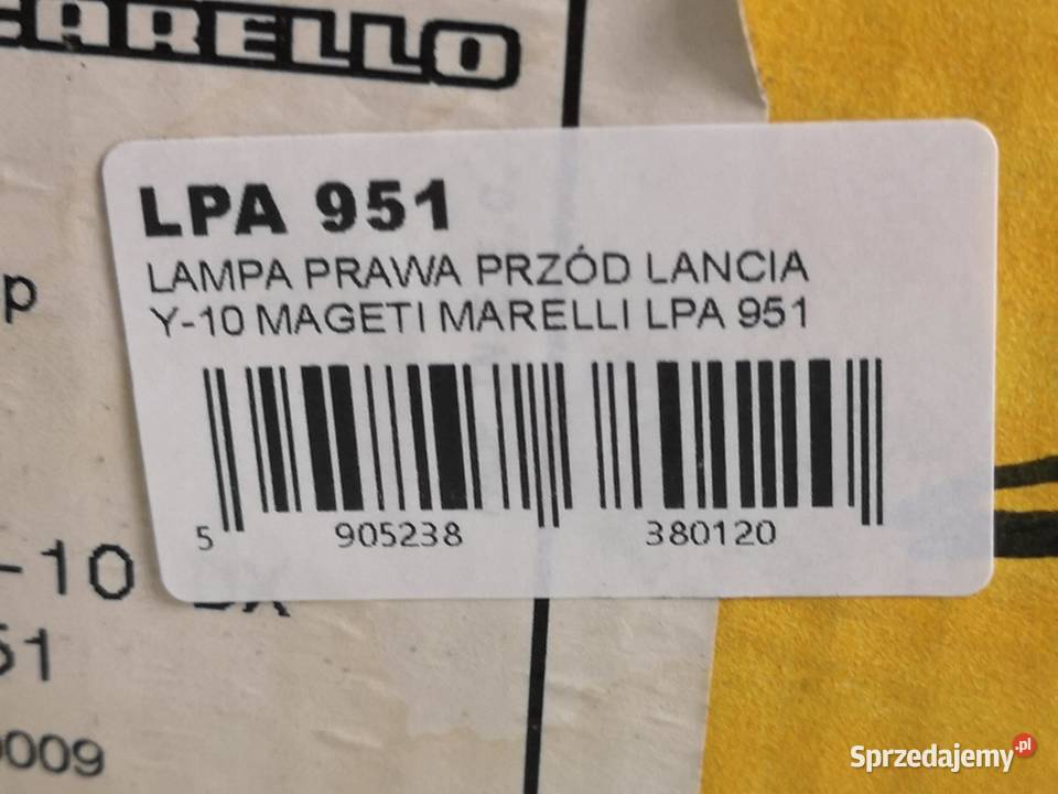 LAMPA PRAWY PRZÓD LANCIA Y10 1985 NOWA MAGNETI