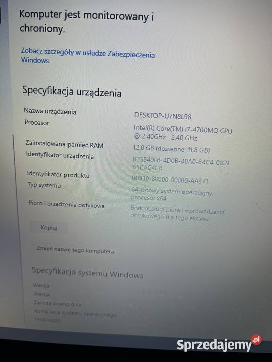 laptop toshiba satellite S75 Taktowanie 4700 Lubin
