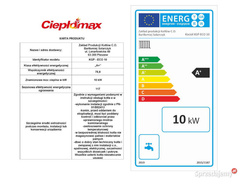 Kocioł kotły piec NKGP 10kW z podajnikiem na Pleszew