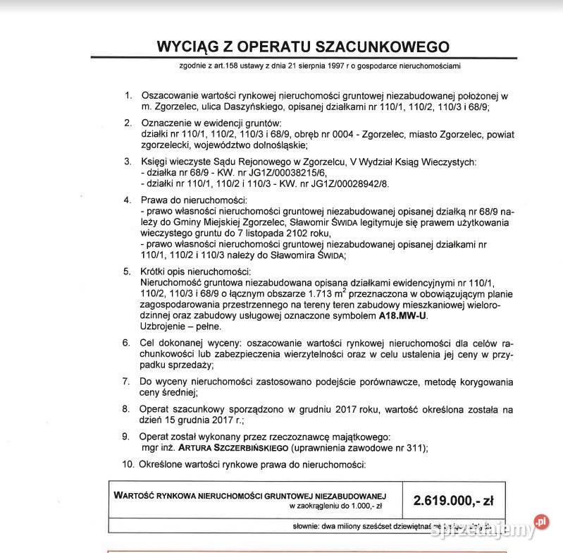 Działka Inwestycyjna 202 m2 Daszyńskiego 202m2 dolnośląskie Zgorzelec