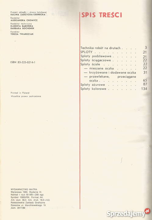 Album splotów na drutach Irena Szymańska 1990 Tarnów sprzedam