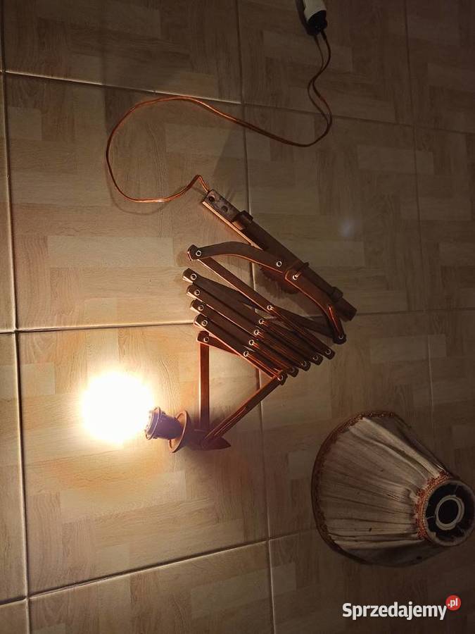 Zabytkowa Lampa nożycowa tekowa Vintage Kinkiet Drawski Młyn sprzedam