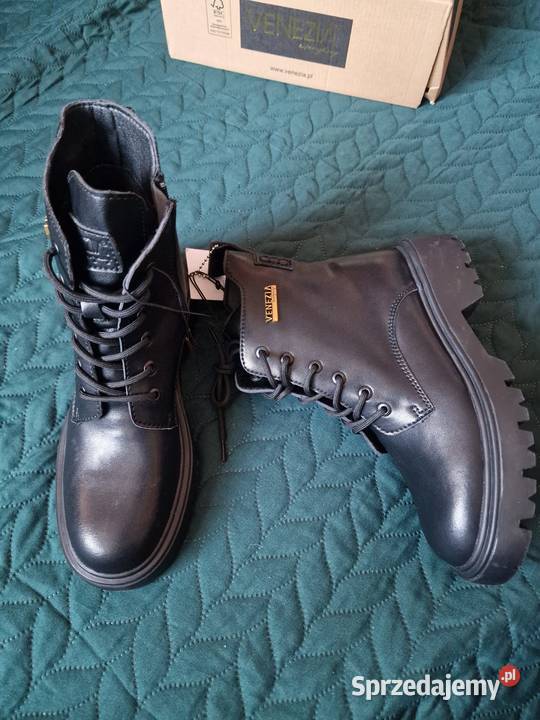 NOWE Buty VENEZIA czarne botki skóra naturalna dolnośląskie Wrocław