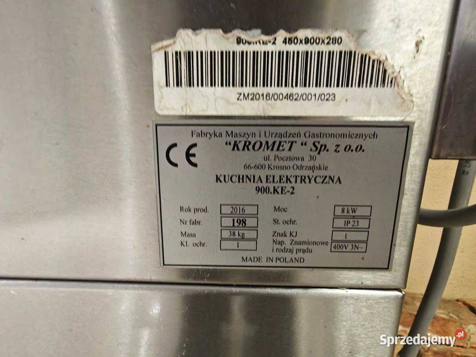 Kuchnia Gastronomiczna Kromet 900KE moc 16 i 8 Góra
