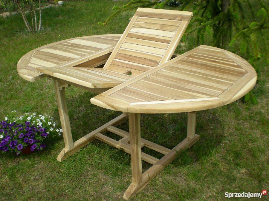 Solidny stół ogrodowy z drewna teakowego 120 170