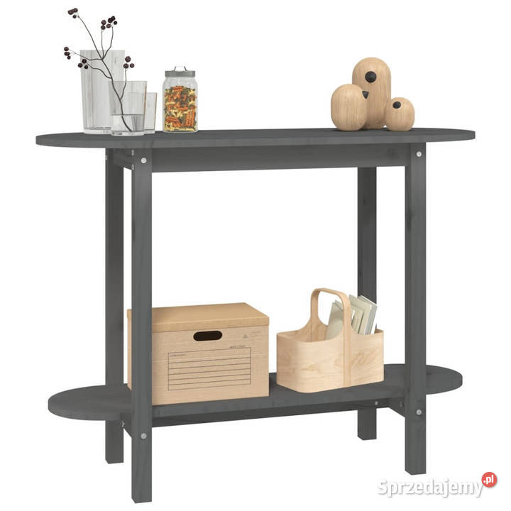 Stolik konsolowy szary 110x40x80 lite drewno Meble