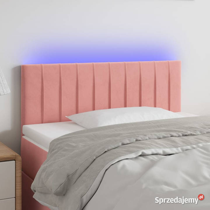 Zagłówek do łóżka z LED różowy 90x5x7888 aksamit Warszawa sprzedam