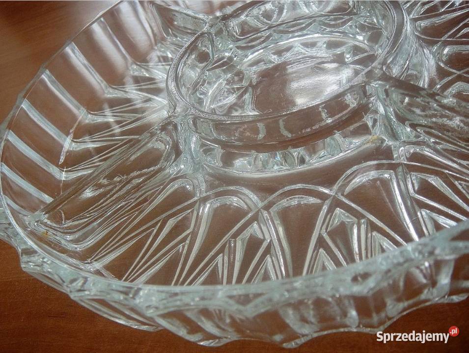 Półmisek szklany dzielony zdobiony Francja Porcelana i szkło Kielce sprzedam