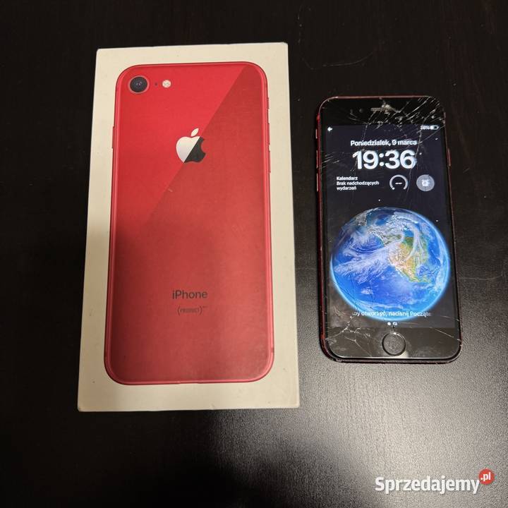 iPhone 8 64GB RED Zbita szyba przódtył Pudełko Apple / iPhone Warszawa