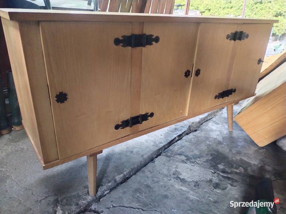 Unikat Kredens drewniany jesion Cepelia lata 70