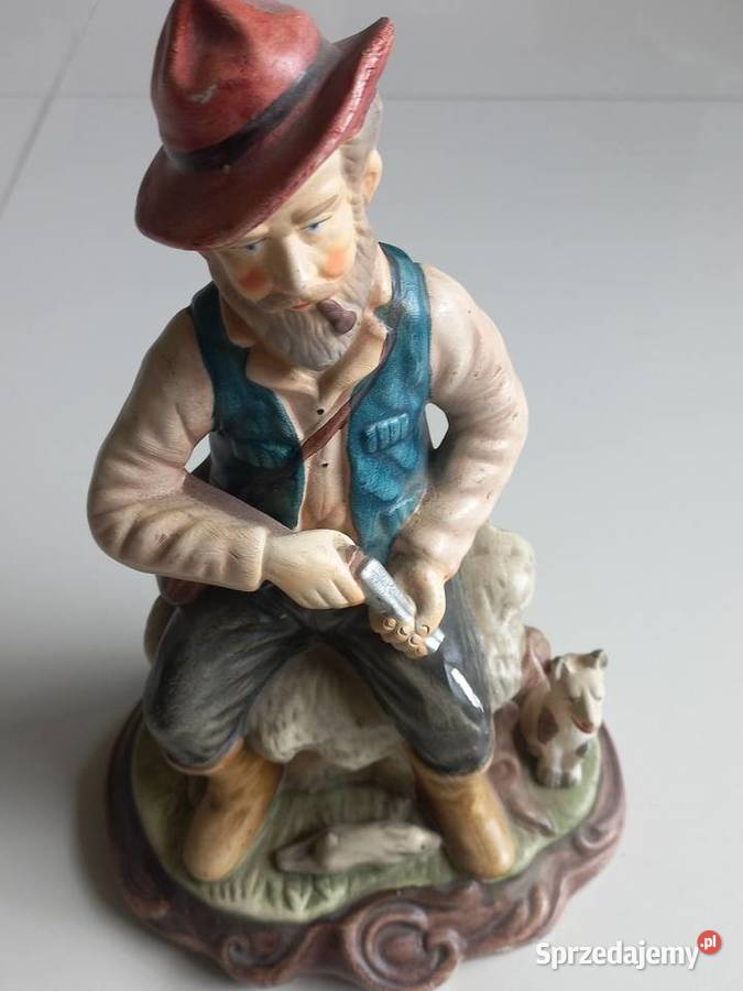 Figurka Myśliwy porcelana biskwitowa Toruń