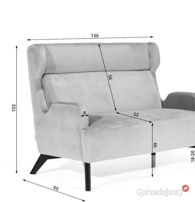 Sofa 2osobowa 120 jasnoszara Wajnert Wing podlaskie Białystok sprzedam
