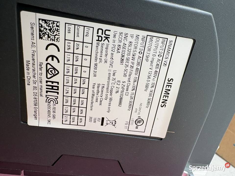 Siemens 6SL32105BE255CV0 Inverter Warszawa