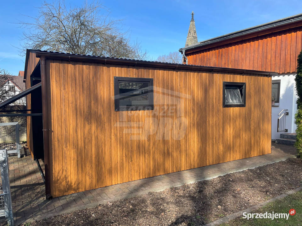 Garaż blaszany 55x6 2x Brama drzwi 2x okno rynny wielkopolskie Nowy Tomyśl