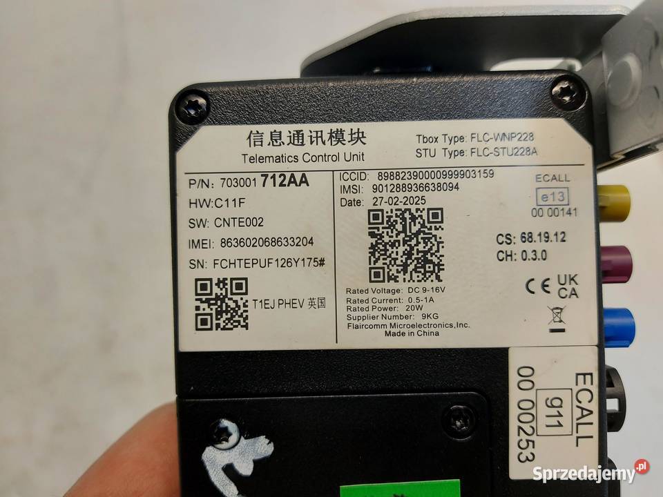 Jaecoo 7 PHEV 2025r moduł sterownik telematic Komputery