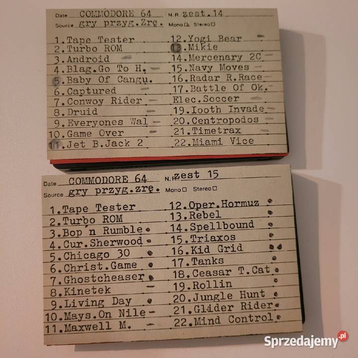 Kasety z grami komputerowymi do Commodore 64