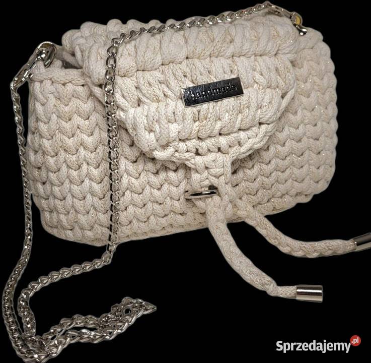 Torebka damska ręcznie wykonana ze sznurka Na ramię  Krzywaczka